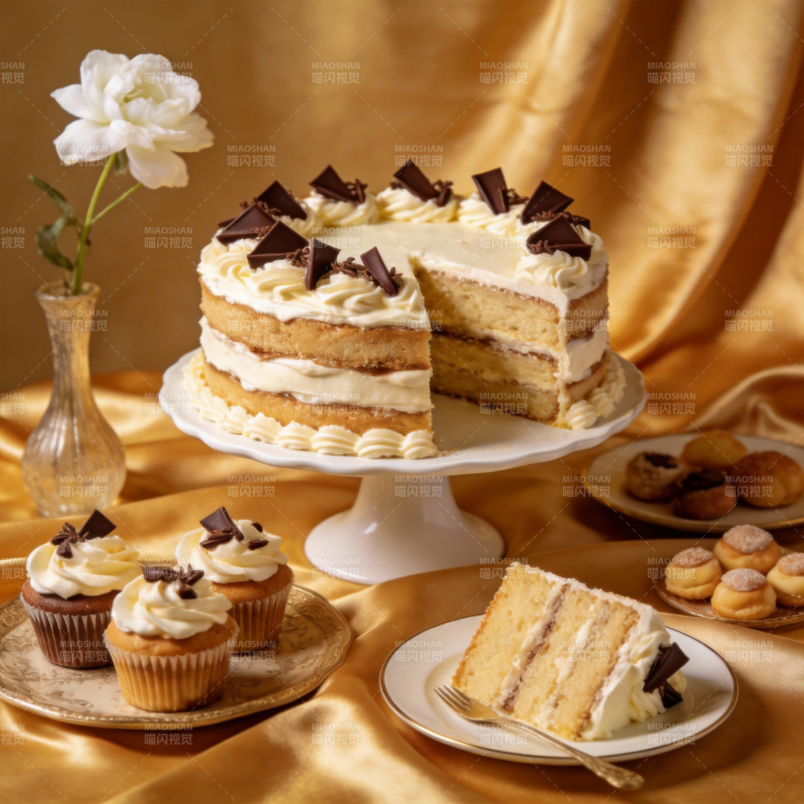 香草奶油蛋糕图片