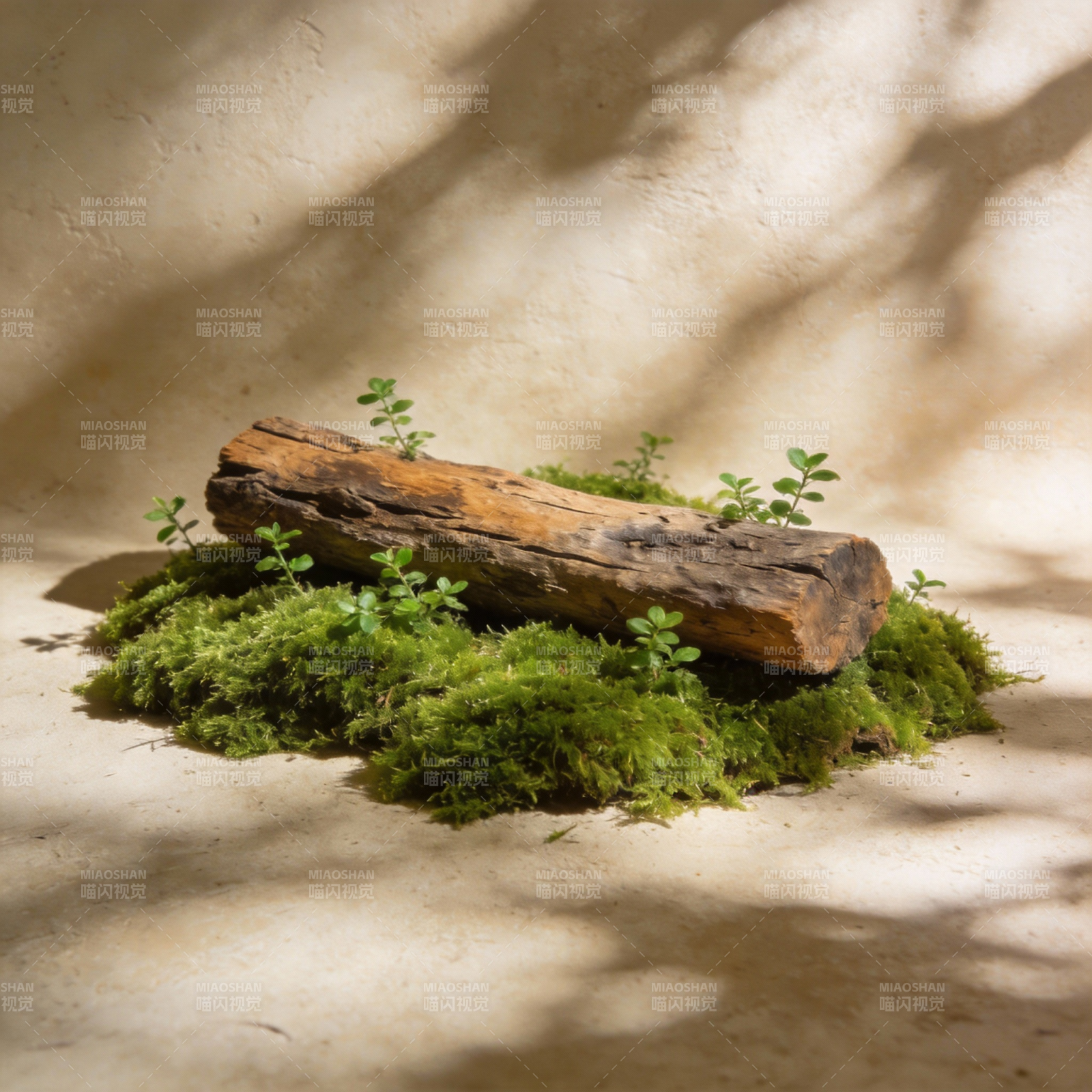 青苔木影静谧景图片