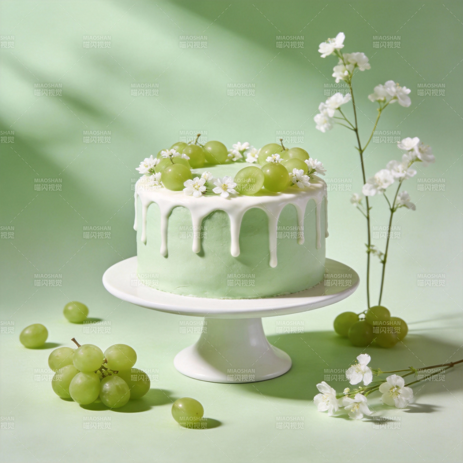 青葡萄奶油蛋糕图片