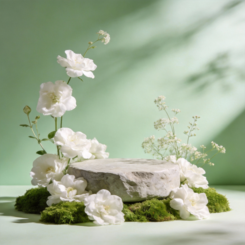 白花石台静谧景图片