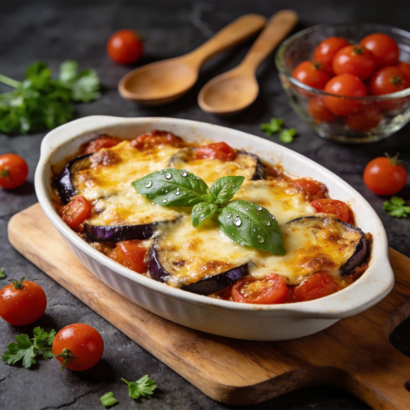 烤茄子番茄焗饭图片