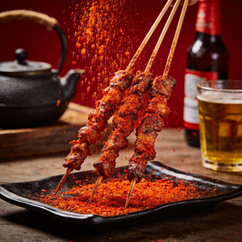 辣味烤串飘香图片