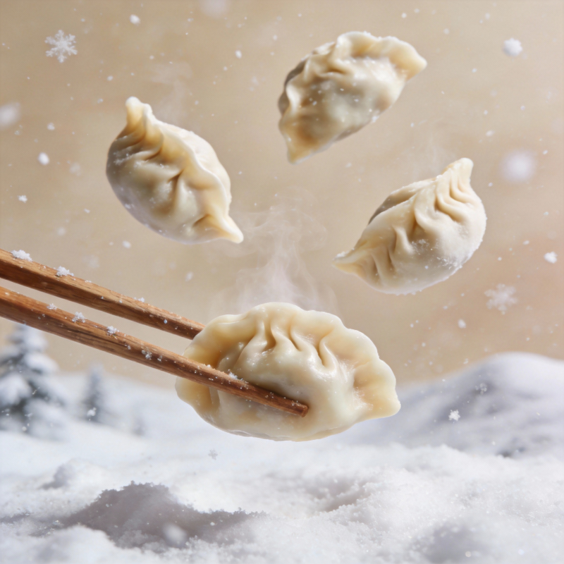 雪中飞舞的饺子图片