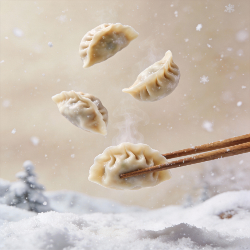 雪中飞舞的饺子图片