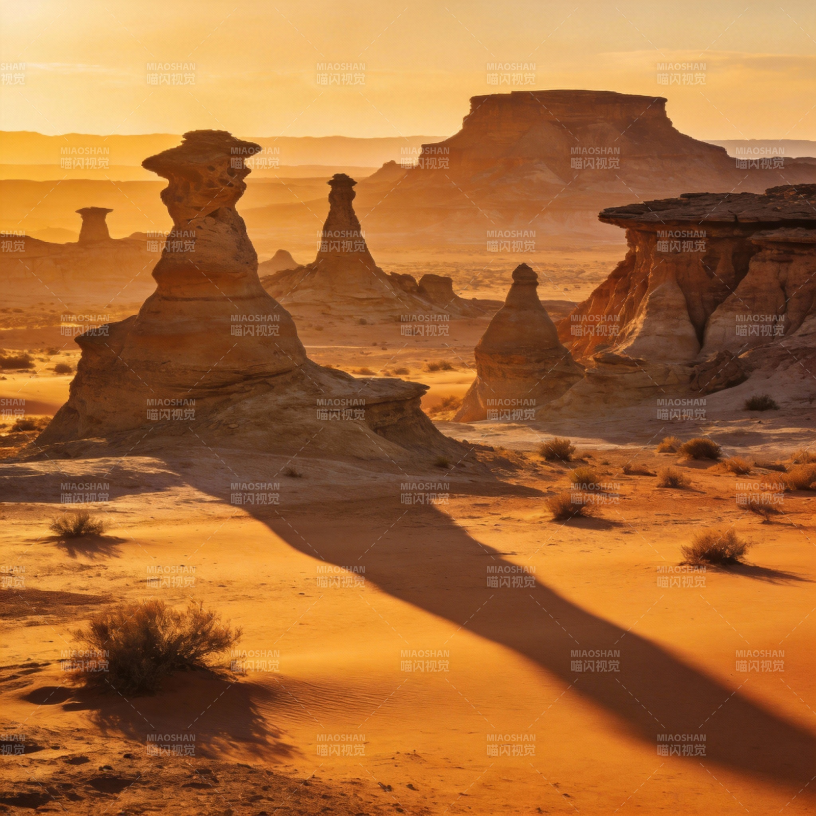 沙漠奇岩日落图片