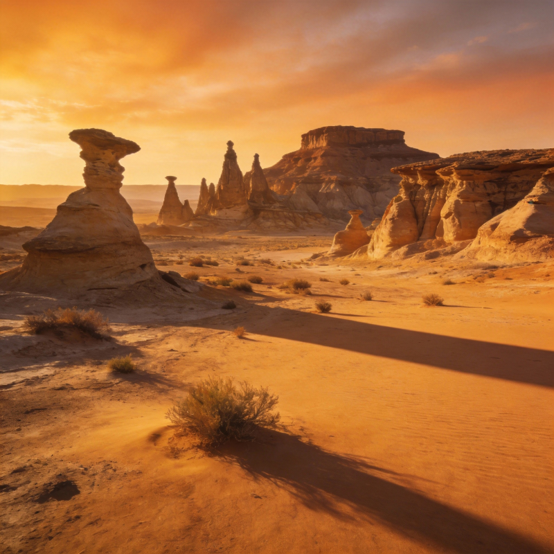 沙漠奇景日落时图片