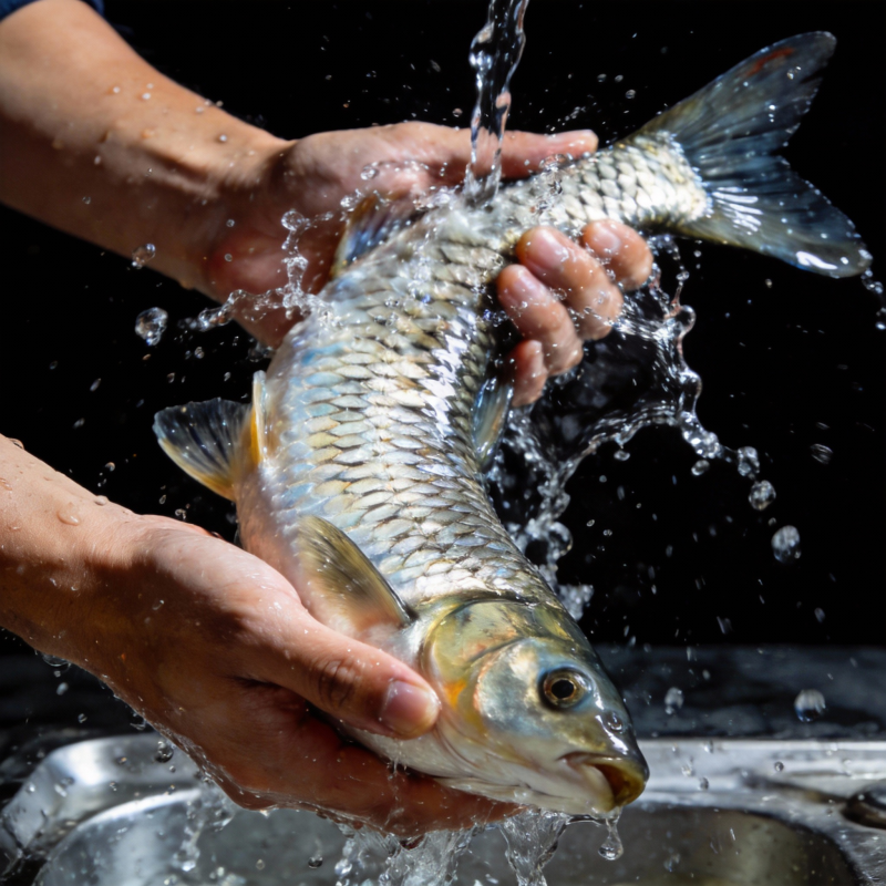 清水洗鱼图片