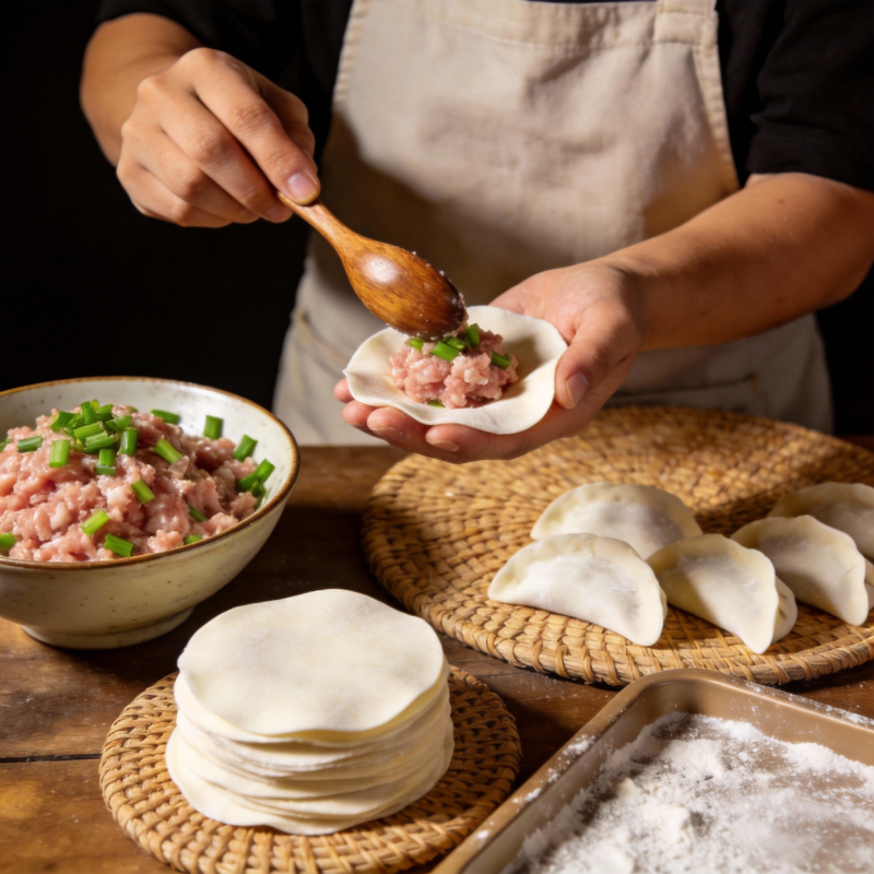 包饺子的温馨瞬间图片