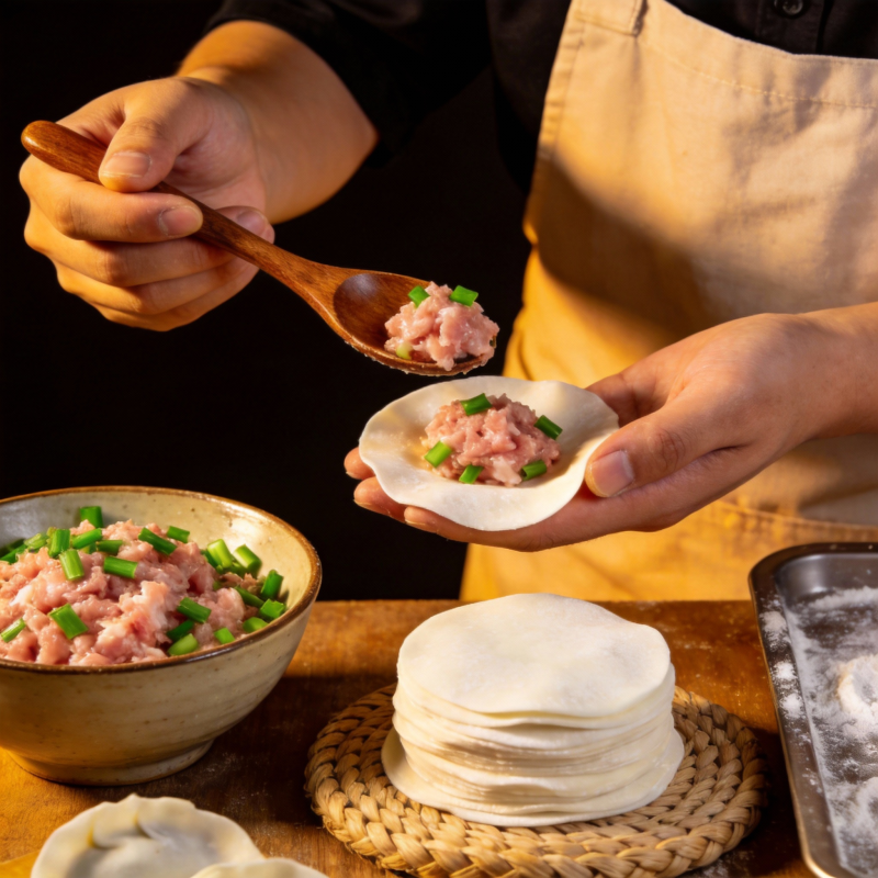 包饺子的瞬间图片