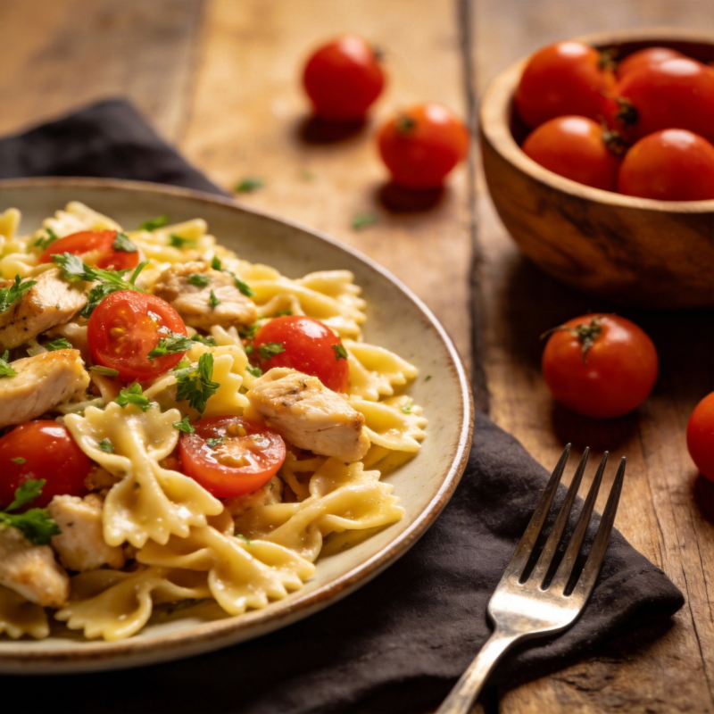鸡肉意面配樱桃番茄图片