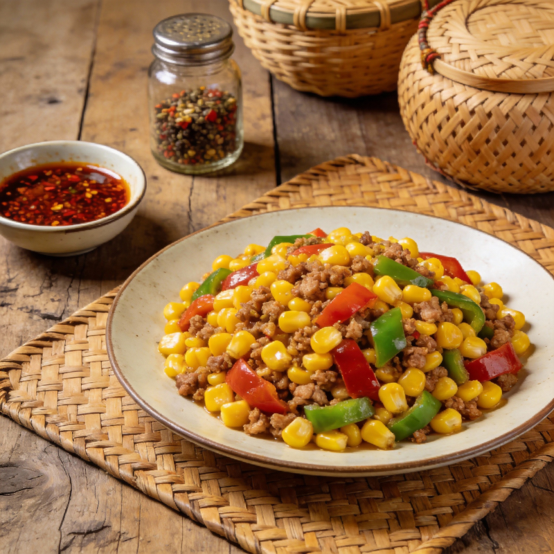 玉米炒肉丁图片