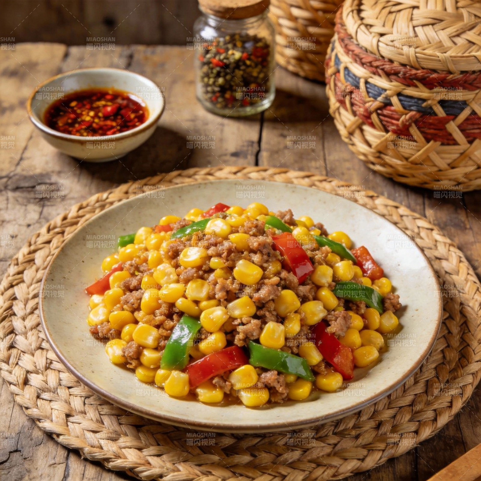 玉米炒肉丁图片