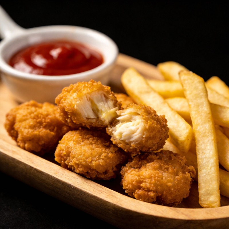 金黄鸡块配薯条图片