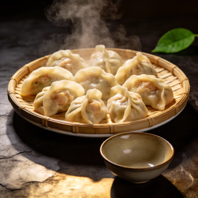 热腾腾的蒸饺图片