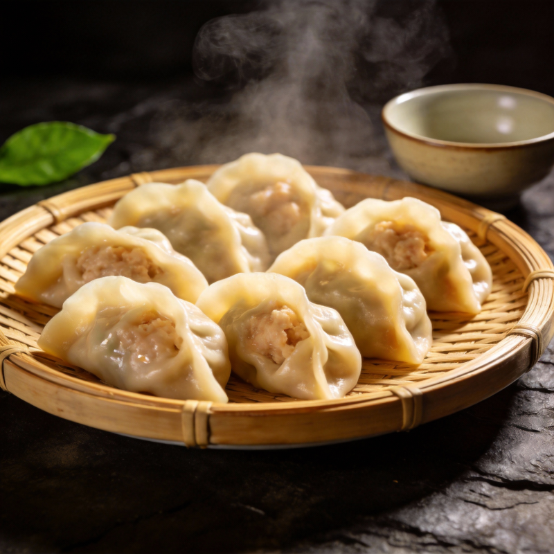 热腾腾的蒸饺图片