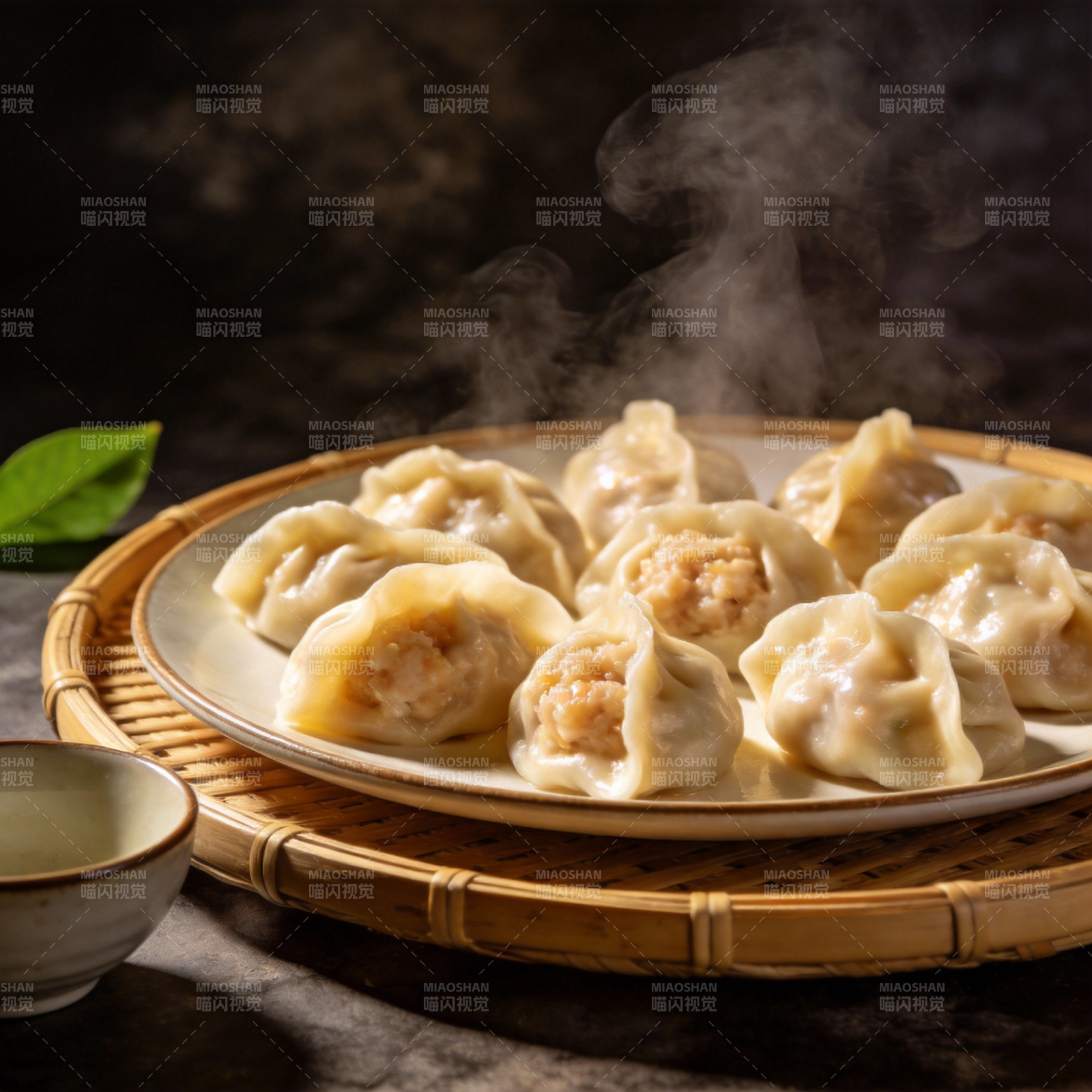 热腾腾的蒸饺图片