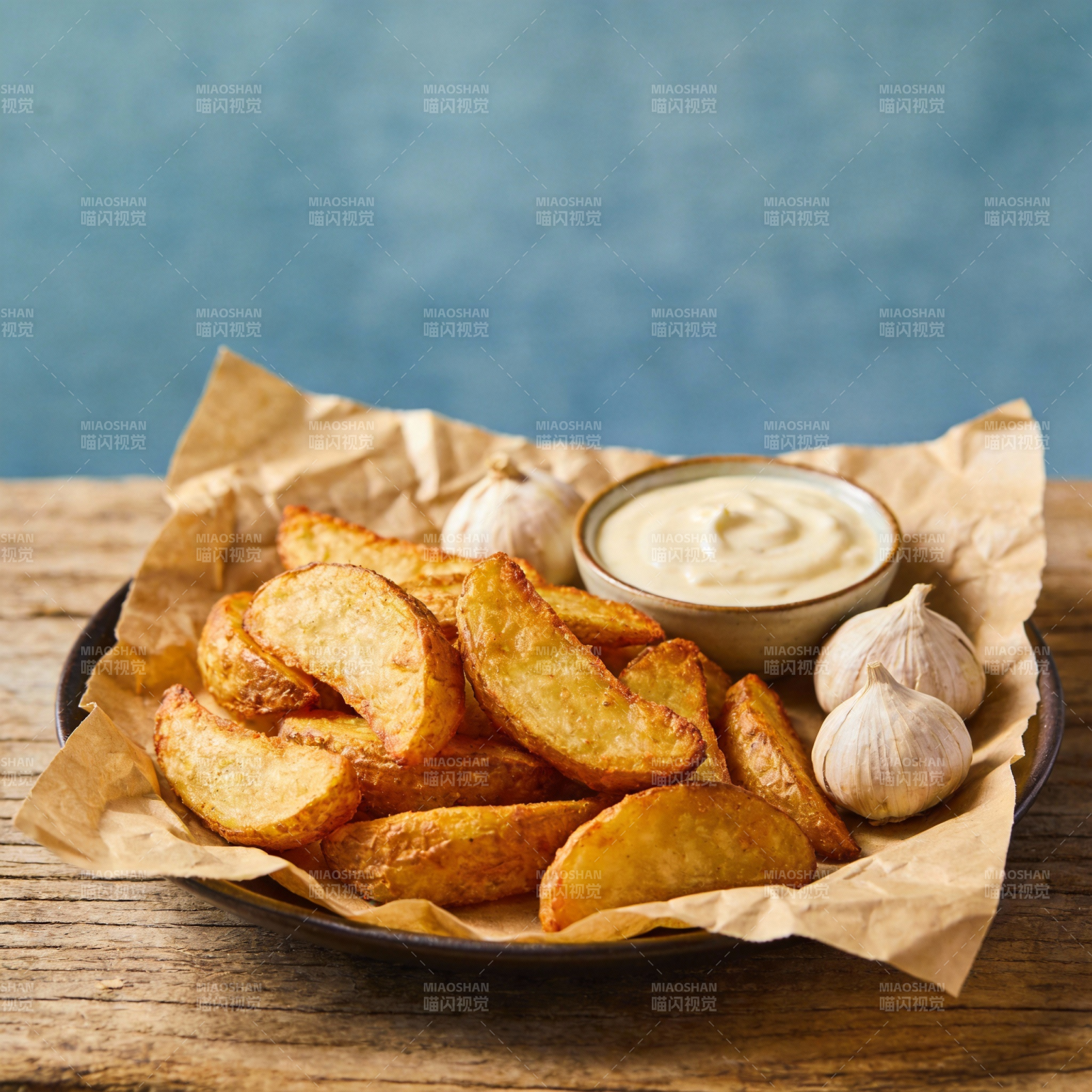 金黄薯角配蒜蓉酱图片