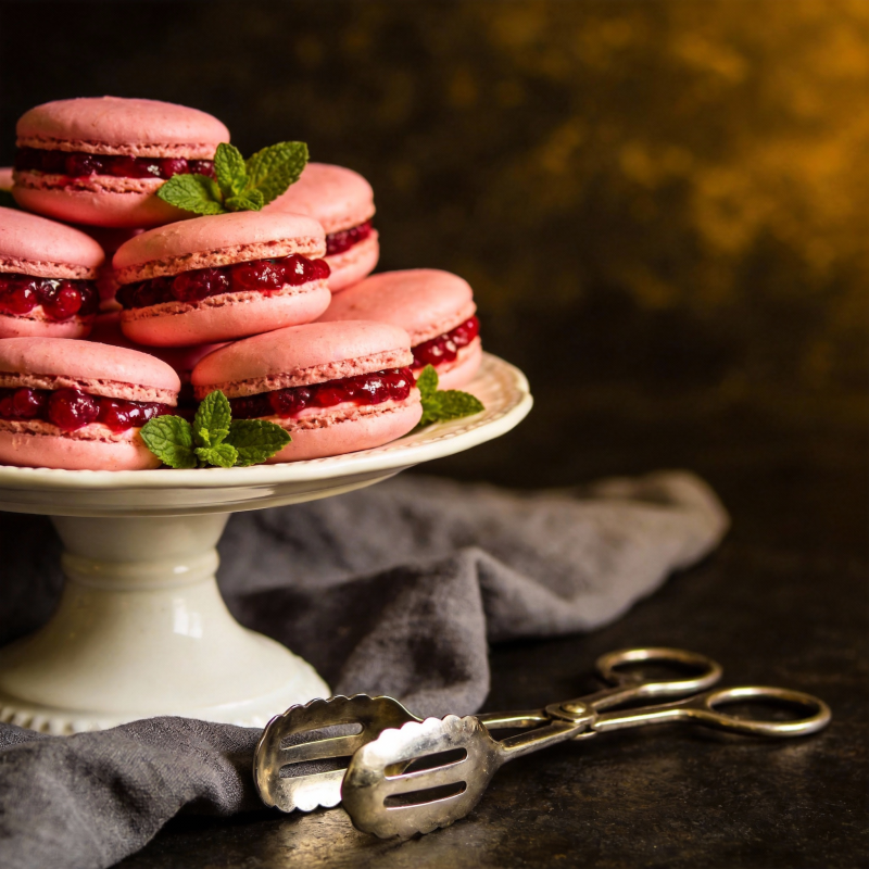 粉红马卡龙甜点图片