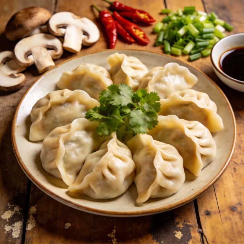 美味饺子配蘸料图片