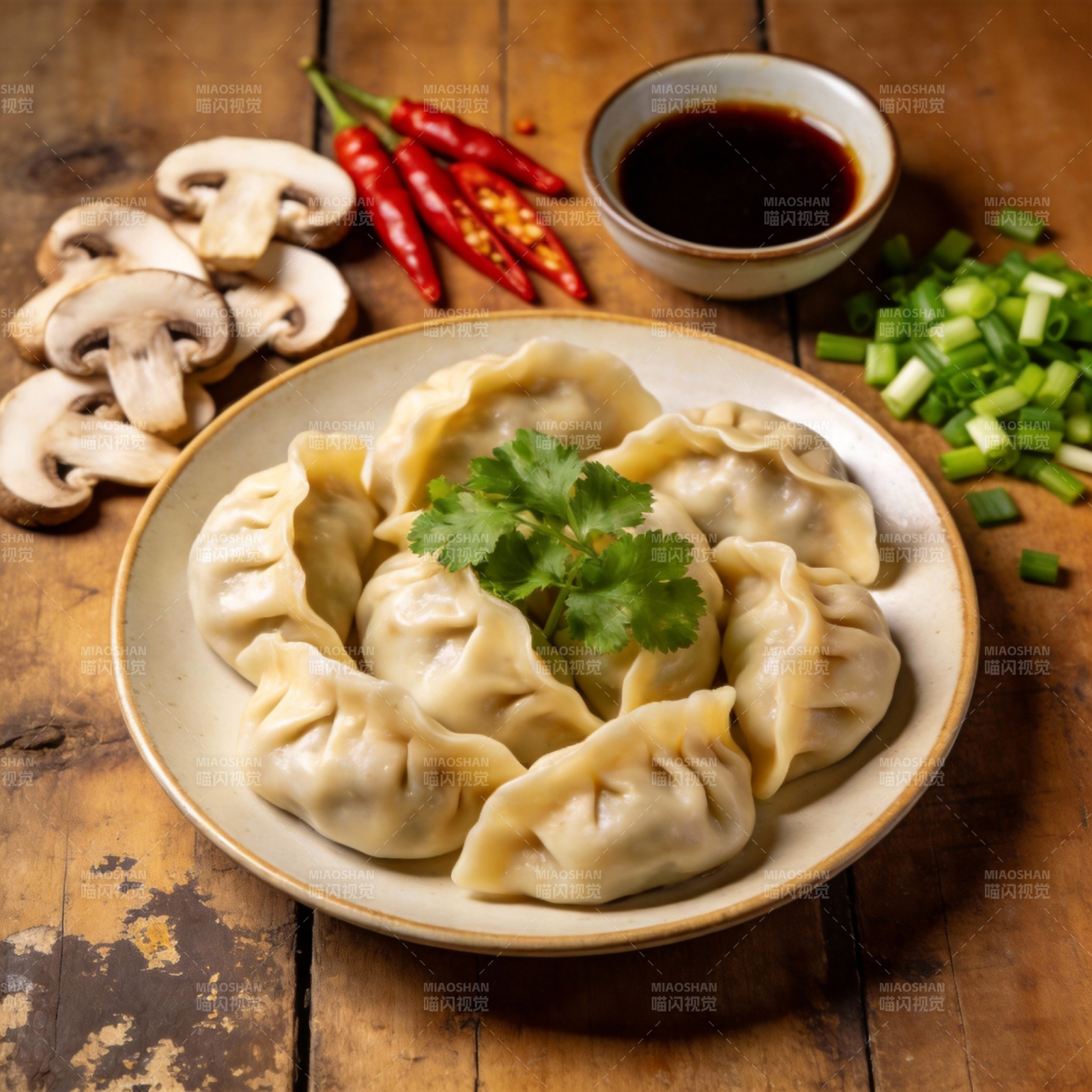 美味饺子配蘸料图片
