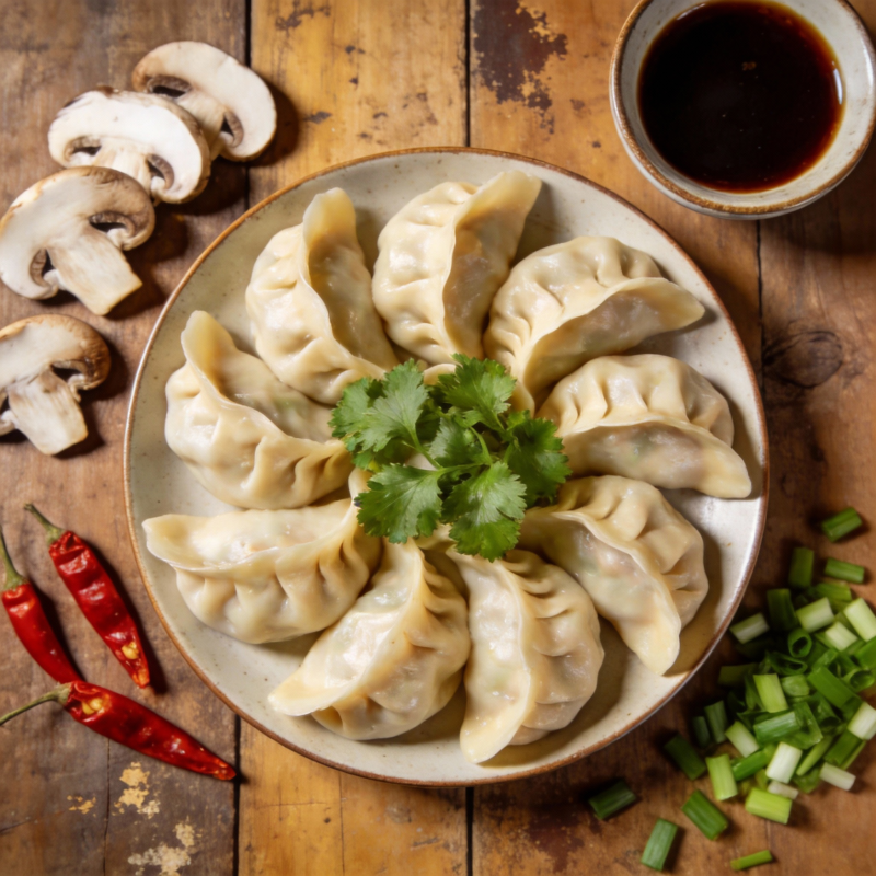 美味饺子配蘸料图片