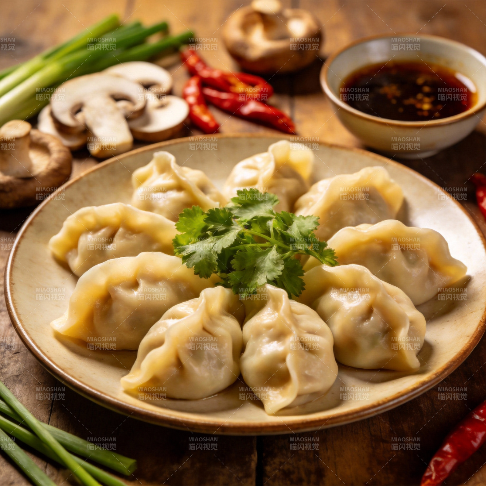 美味饺子配蘸料图片