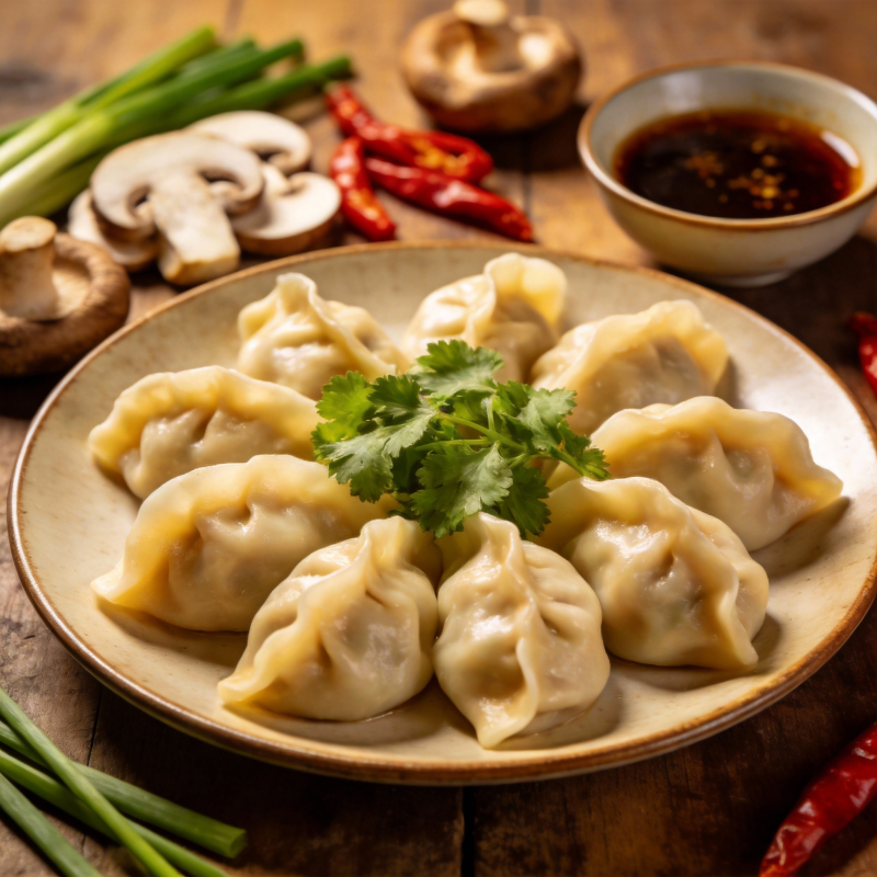 美味饺子配蘸料图片
