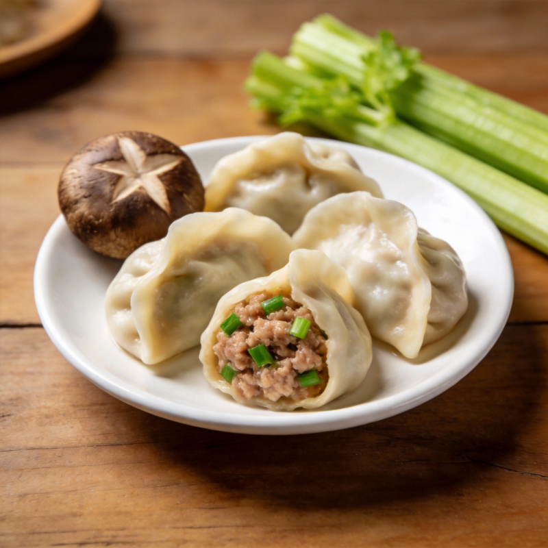 鲜美饺子配香菇图片