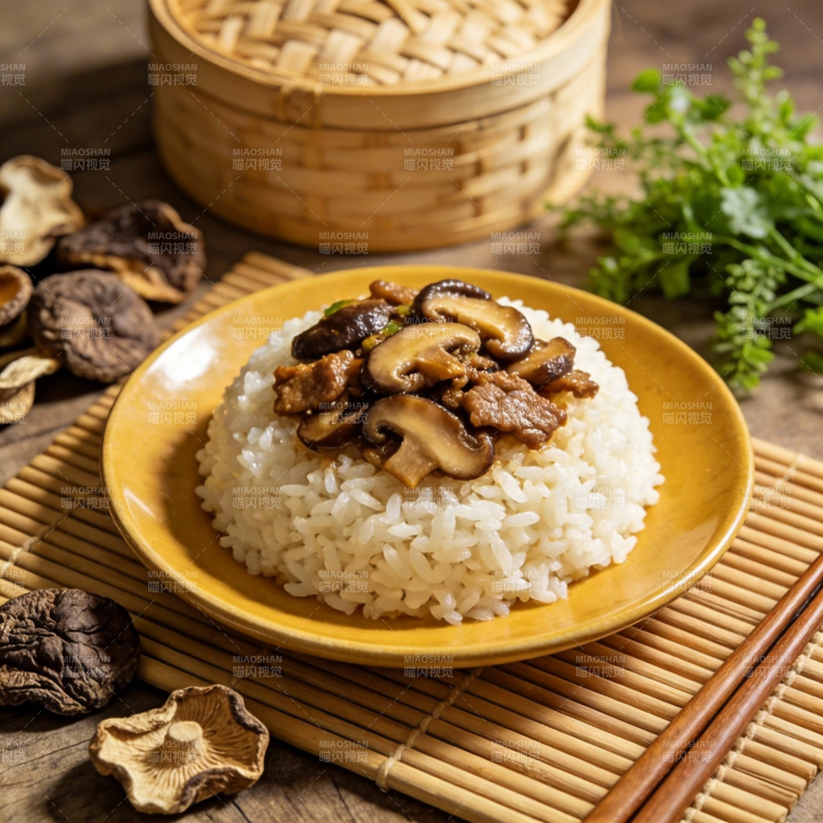香菇肉片盖饭图片
