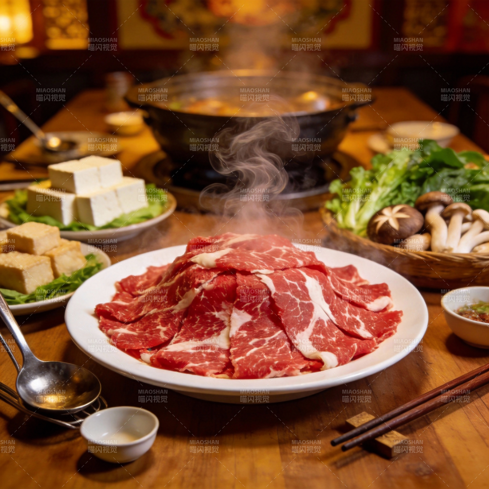 热气腾腾的火锅宴图片