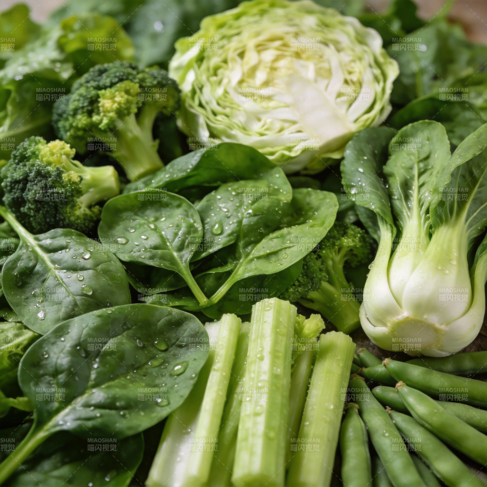 新鲜绿蔬拼盘图片