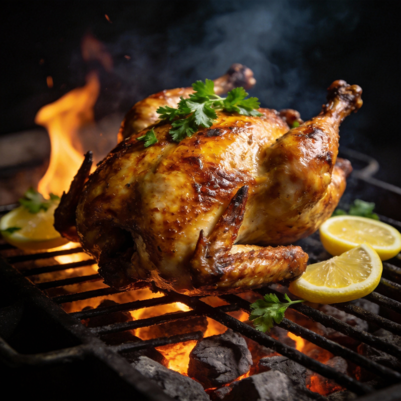 烤鸡火焰香图片