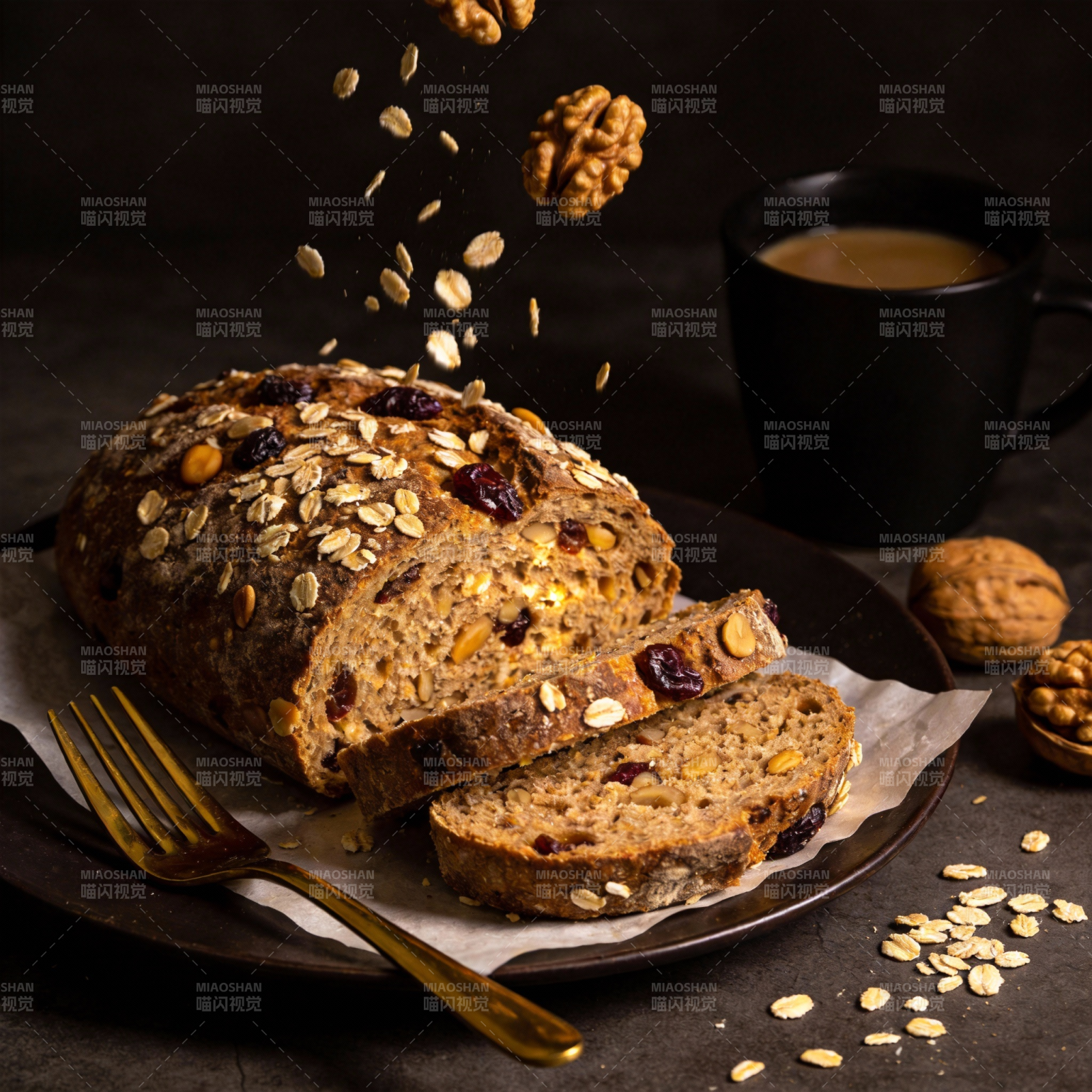 燕麦果仁面包图片