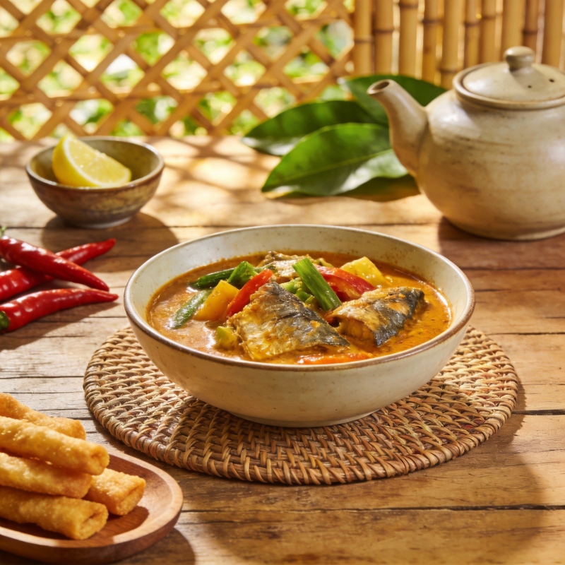 泰式鱼咖喱美食图片