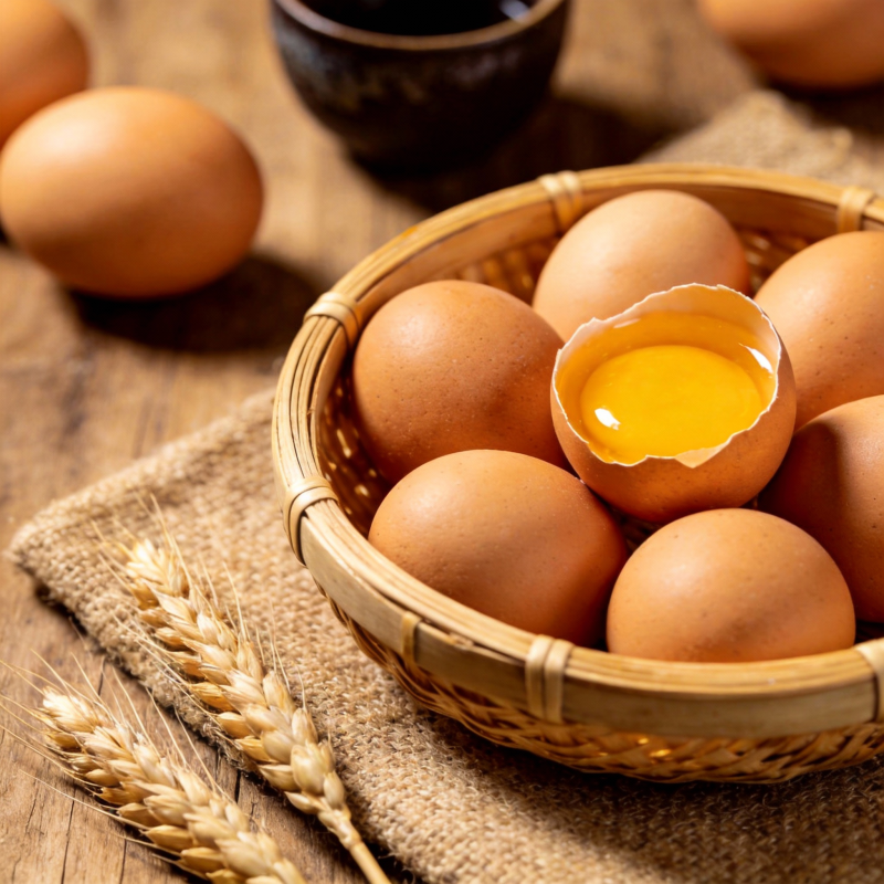 新鲜鸡蛋与麦穗图片