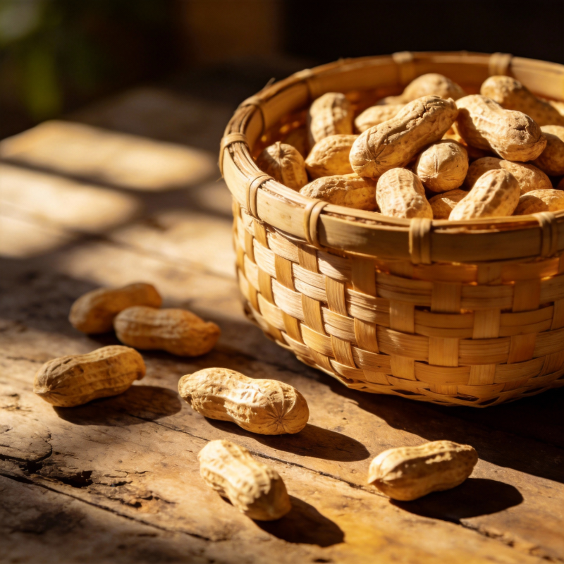 阳光下的花生篮图片