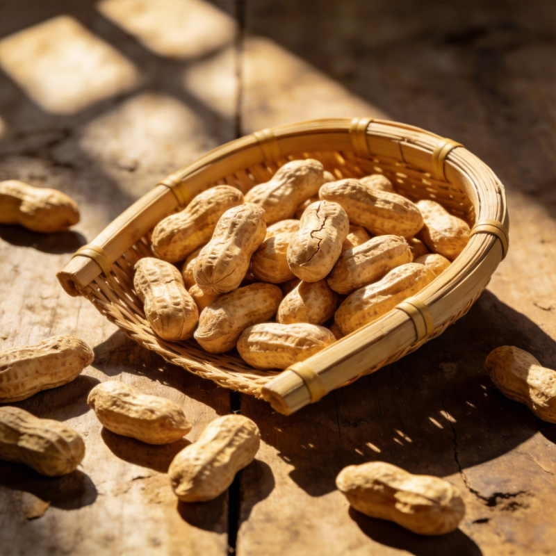 阳光下的花生篮图片