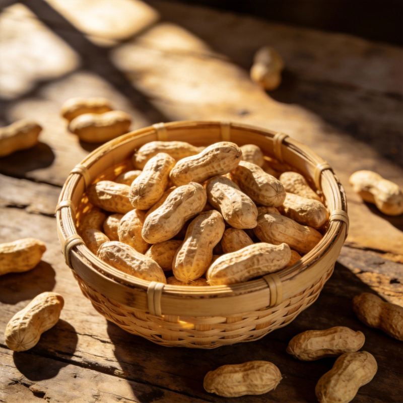 阳光下的花生篮图片