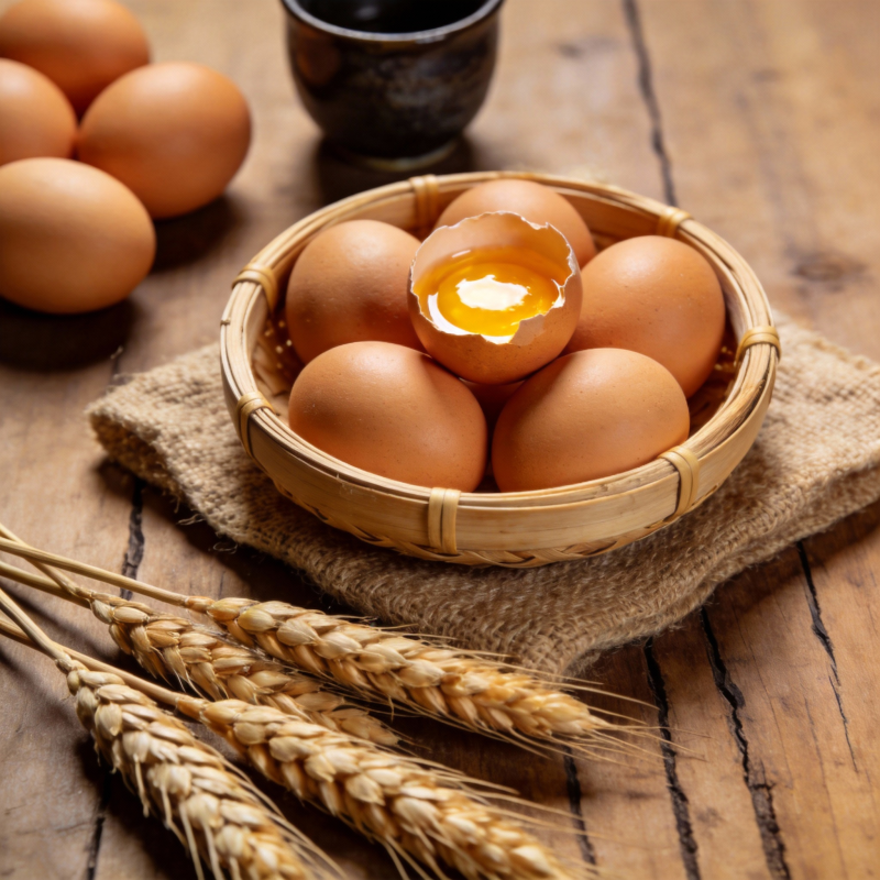 鸡蛋与麦穗静物图片