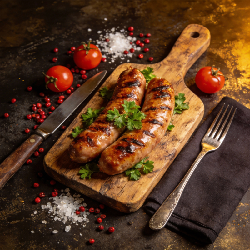 香煎香肠配香草图片