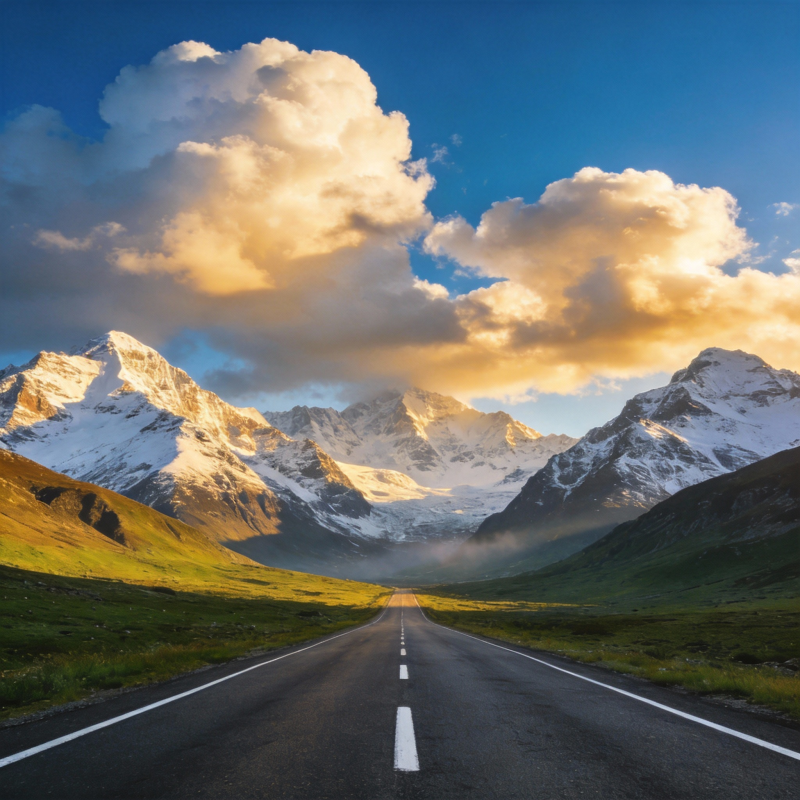 雪山公路晨曦图片