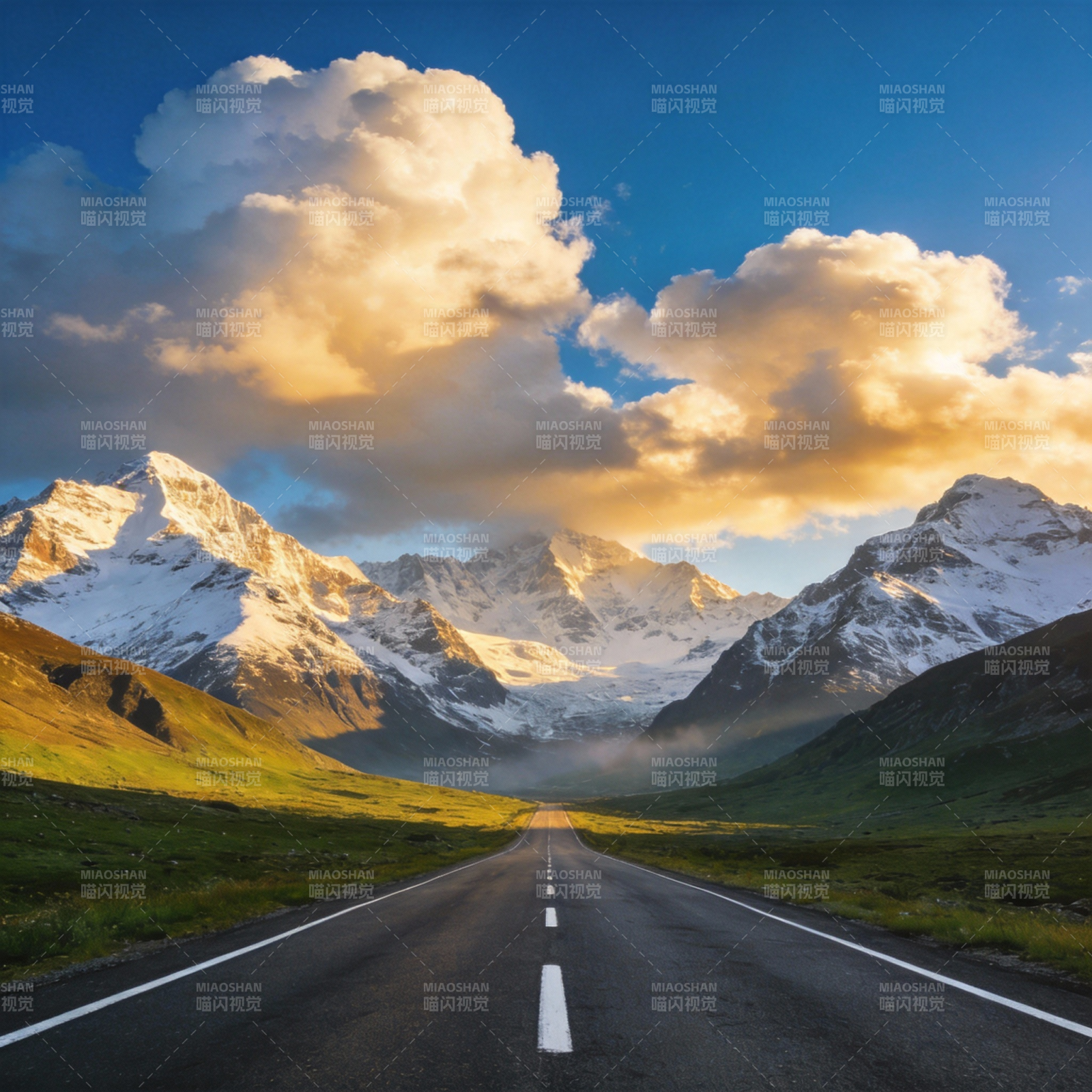 雪山公路晨曦图片