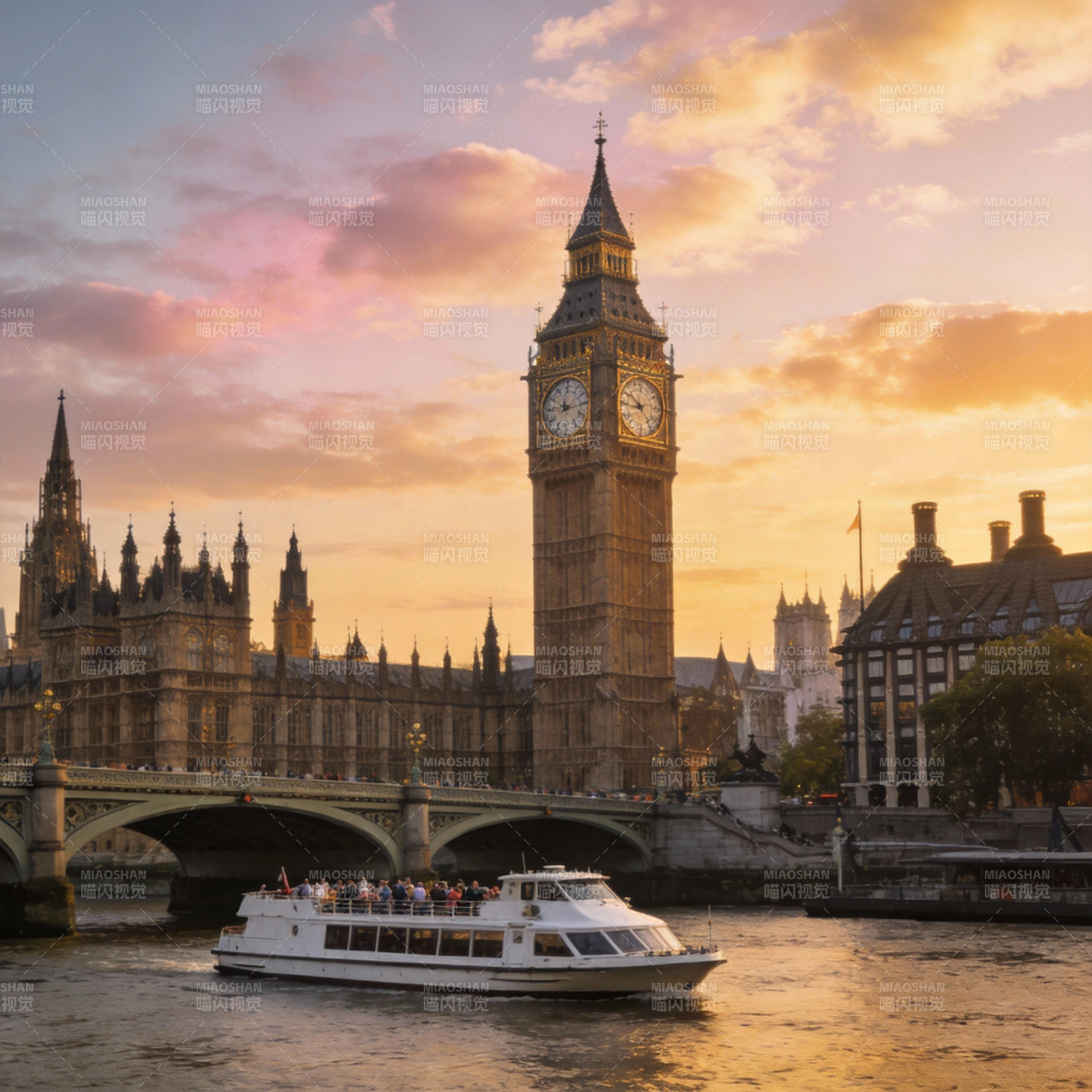 伦敦黄昏钟楼美景图片