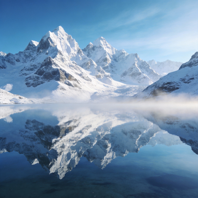 雪山倒影湖中图片