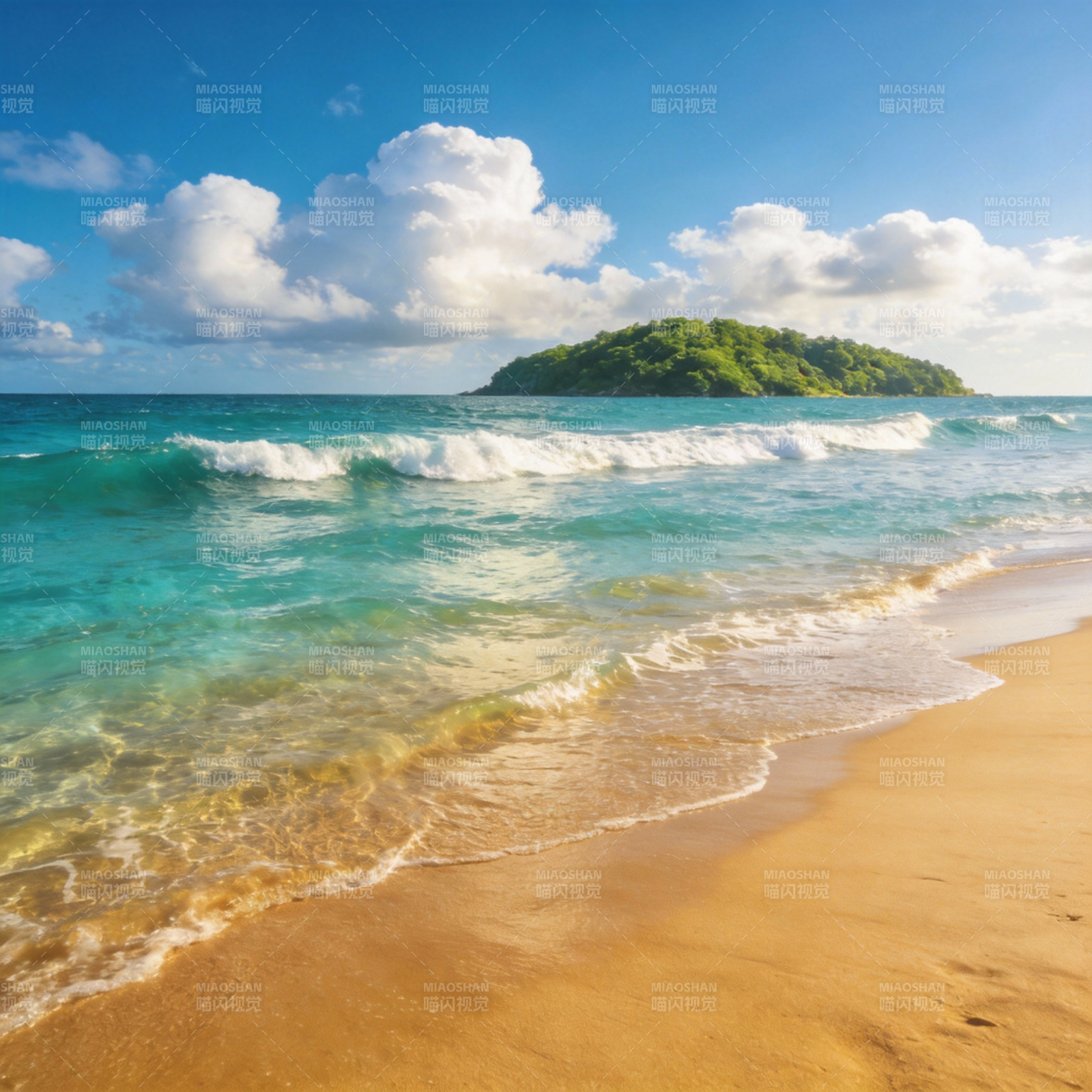 碧海金沙 绿岛如画图片