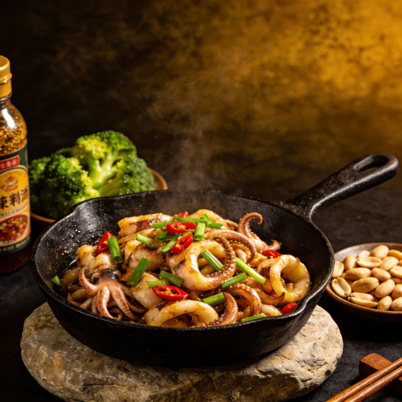 香辣炒鱿鱼图片