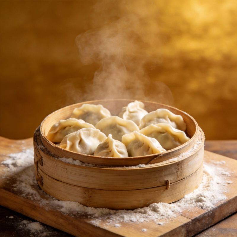 热腾腾的蒸饺图片