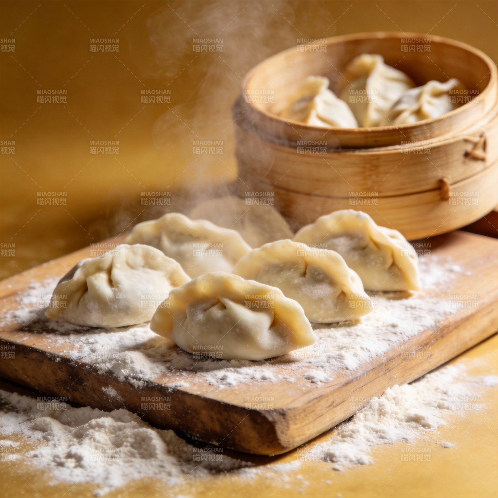 热腾腾的蒸饺图片