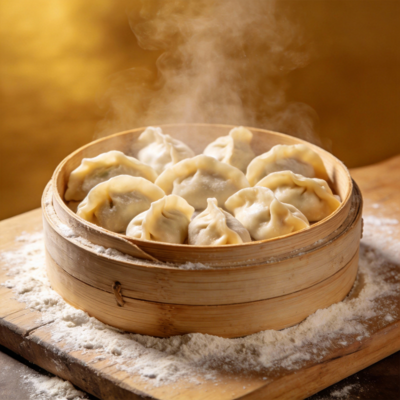 热气腾腾的蒸饺图片