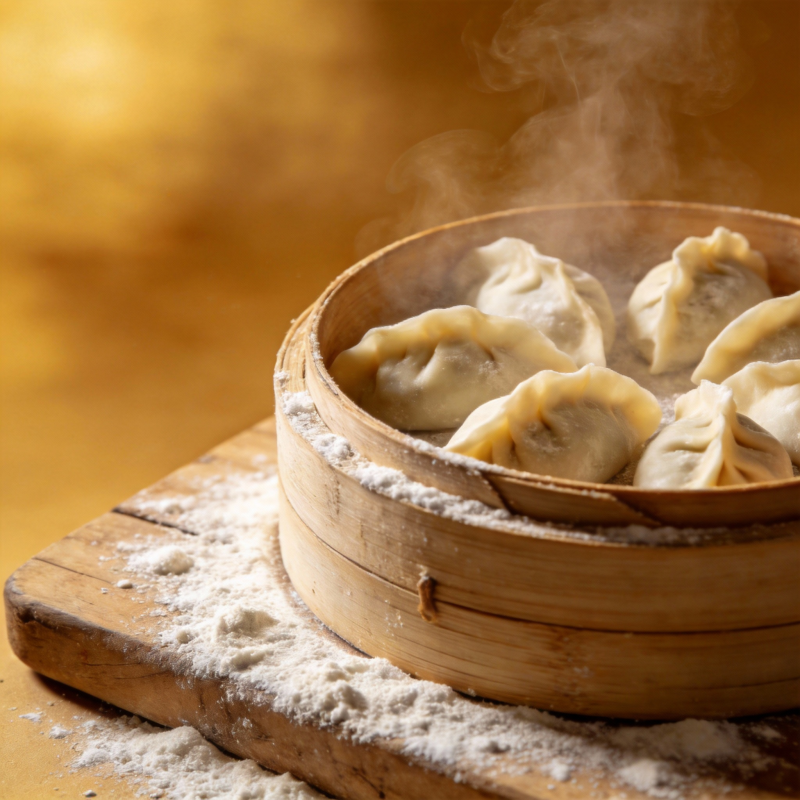 热腾腾的蒸饺图片